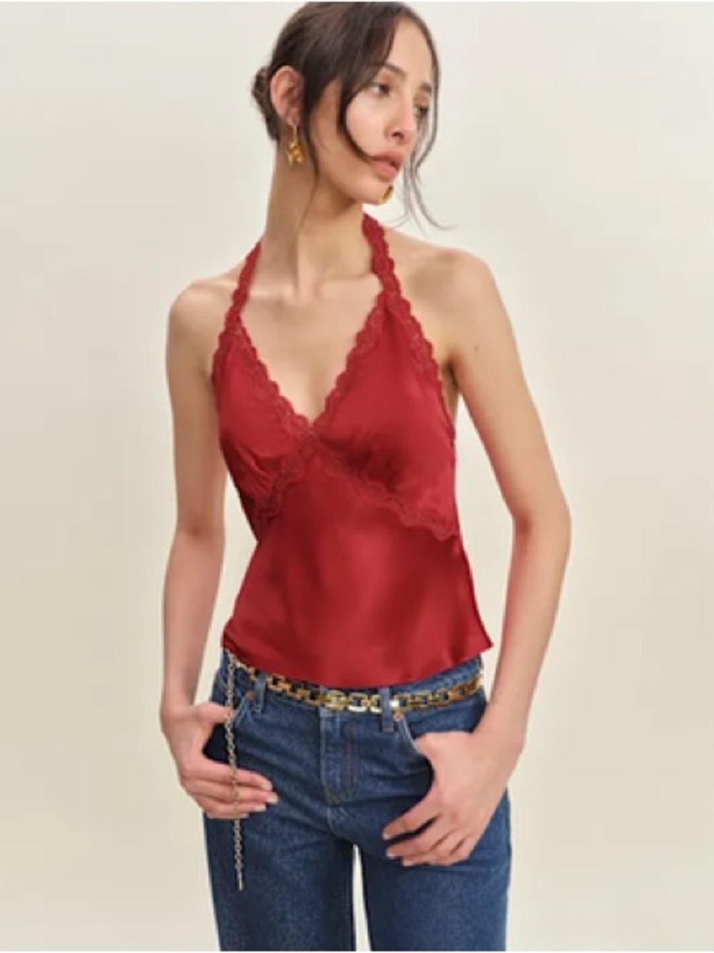 Reformation Scarlet Lace Halter Cami